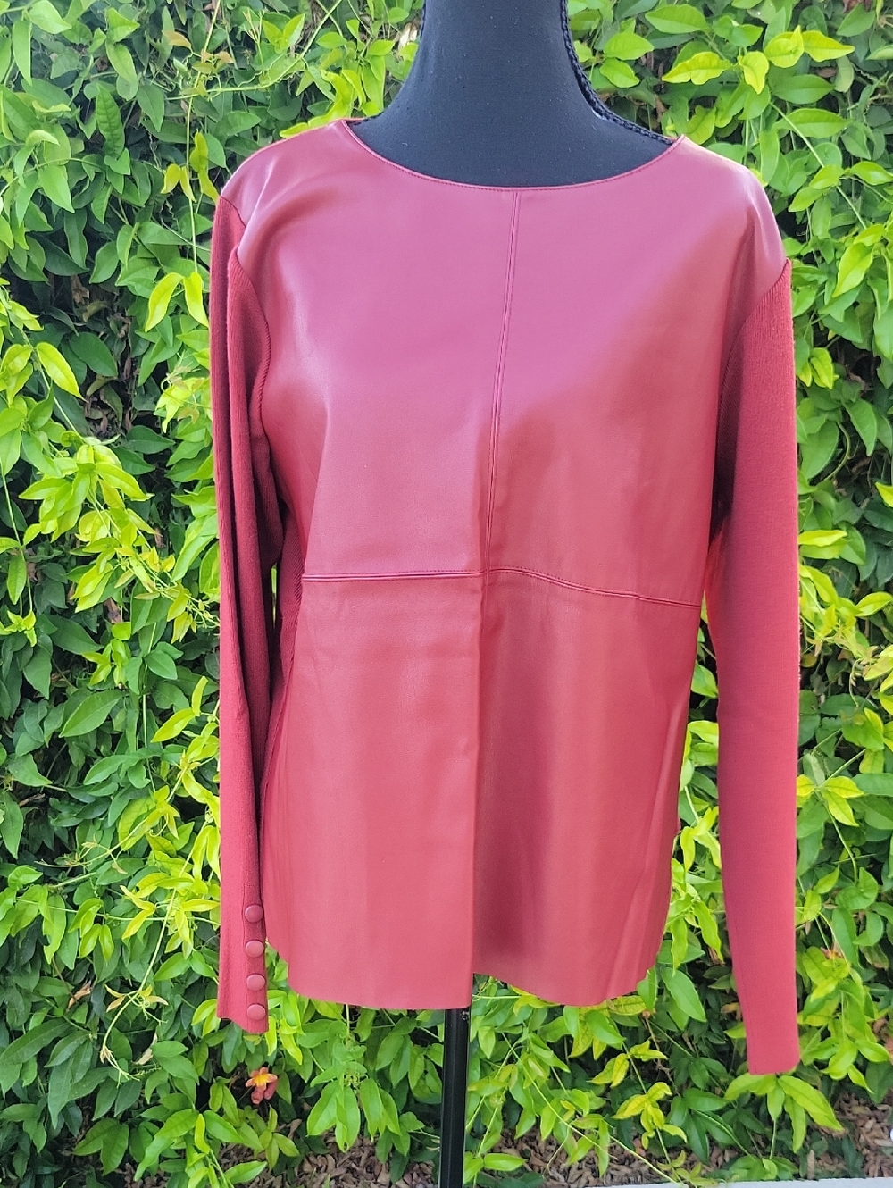 Sioni Milano Burgundy Long Sleeve Knit Top  L